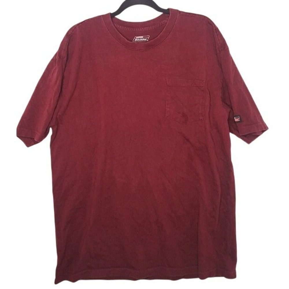 Genuine Dickies Mens XL Maroon ShortSleeve Pocket T-Shirt Heavyweight Cotton Tee